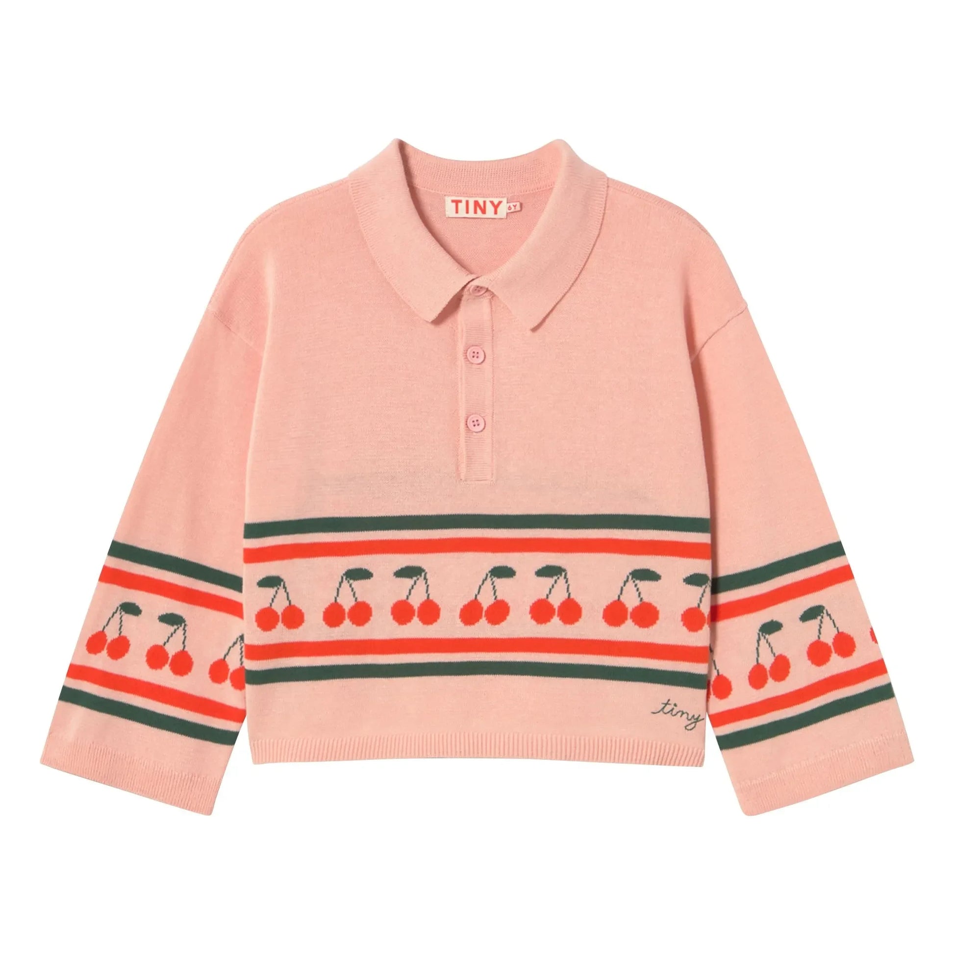 Tinycottons - Polo Cerises Maille | Pink