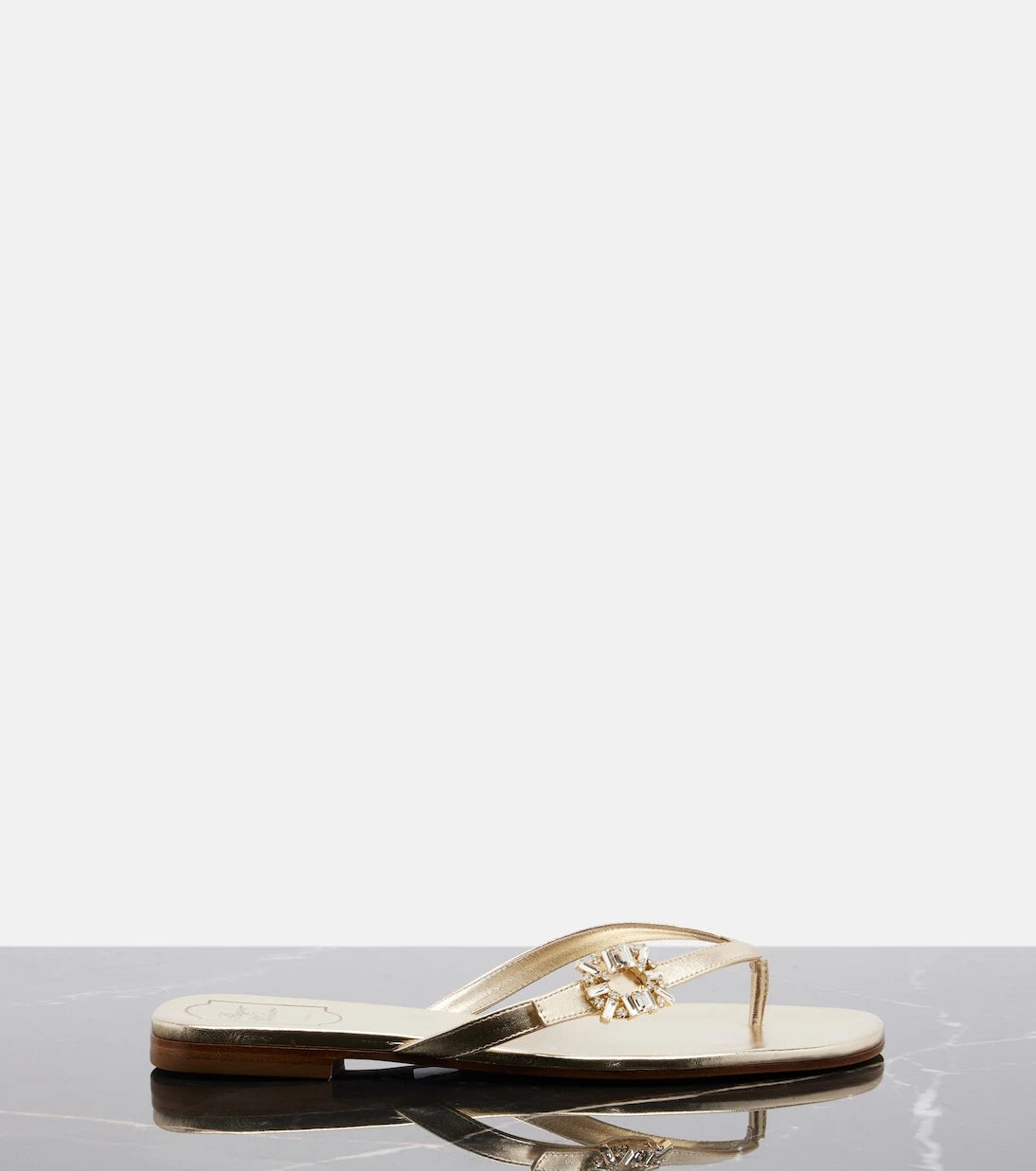 Roger Vivier - Embellished metallic leather thong sandals