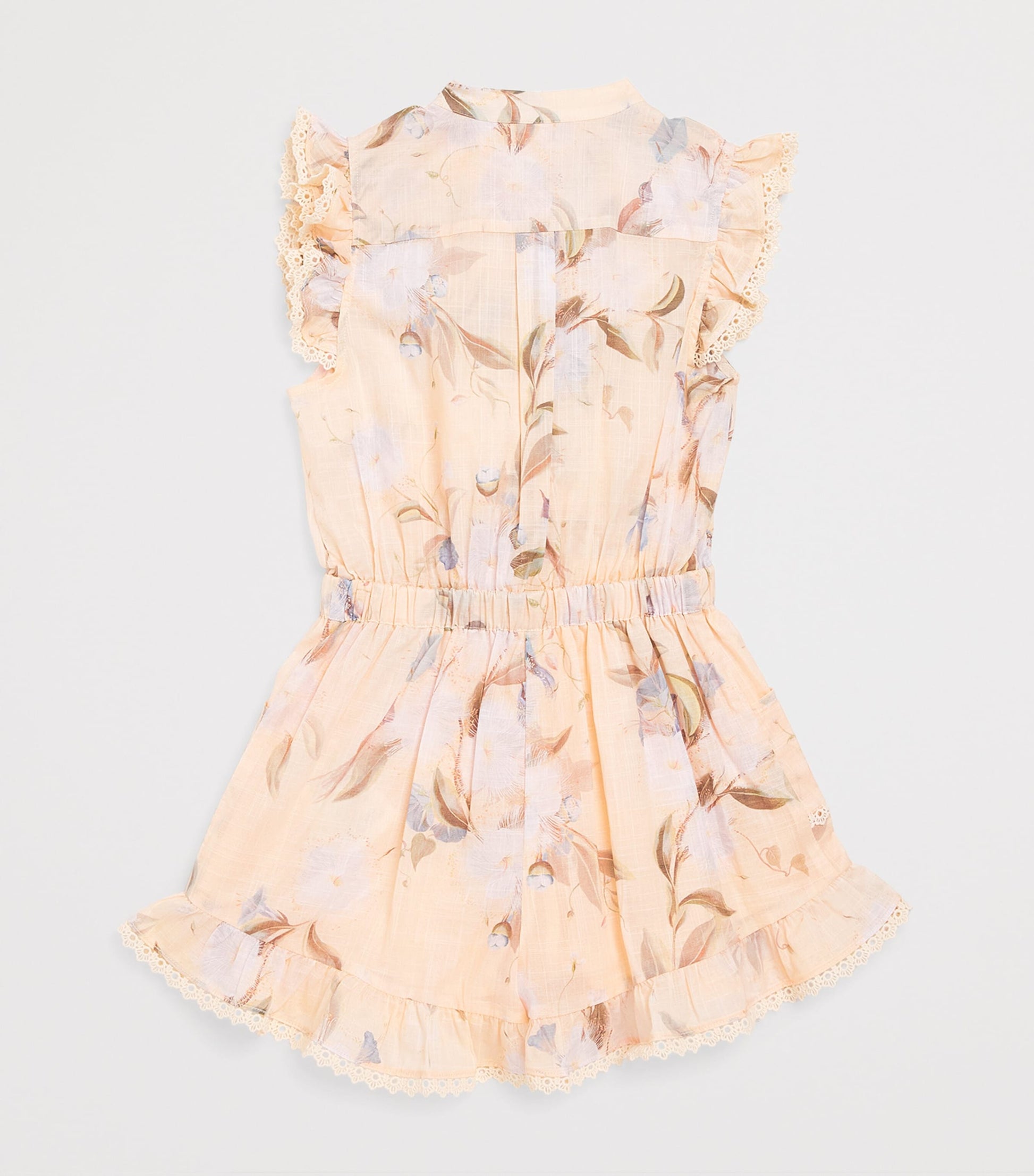 Zimmermann Kids Cotton Crochet-Trim Cascadian Frill Playsuit (2-12 Years)