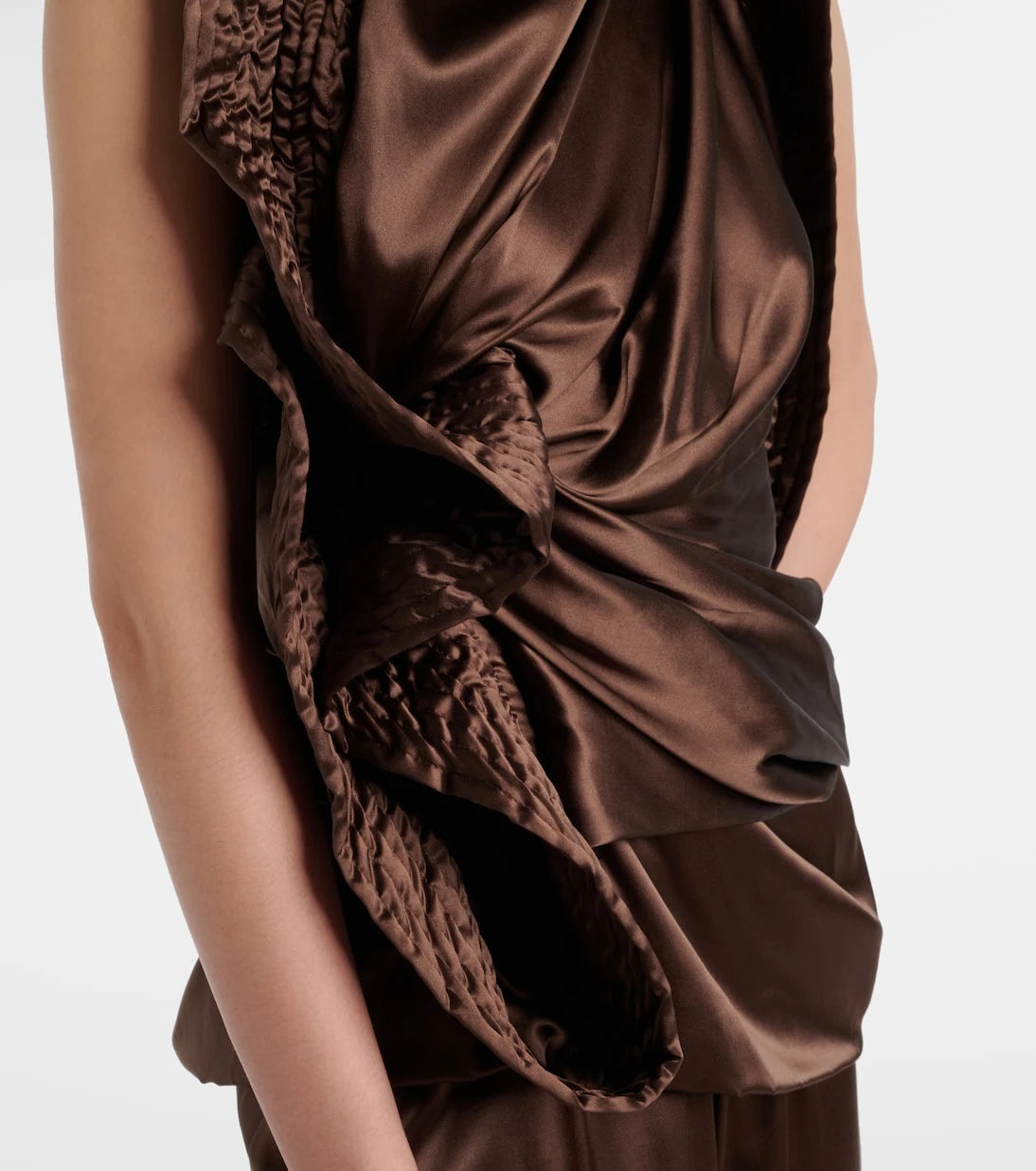 Dries Van Noten - توب من الساتان الحريري المخلوط بتصميم غير متماثل ومنسدل