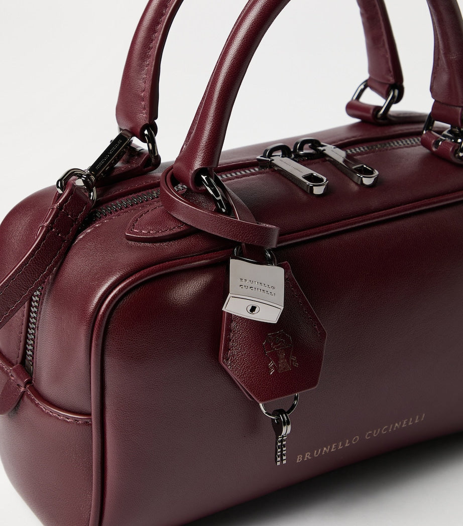 Brunello Cucinelli Small Leather Explorer Boston Top-Handle Bag