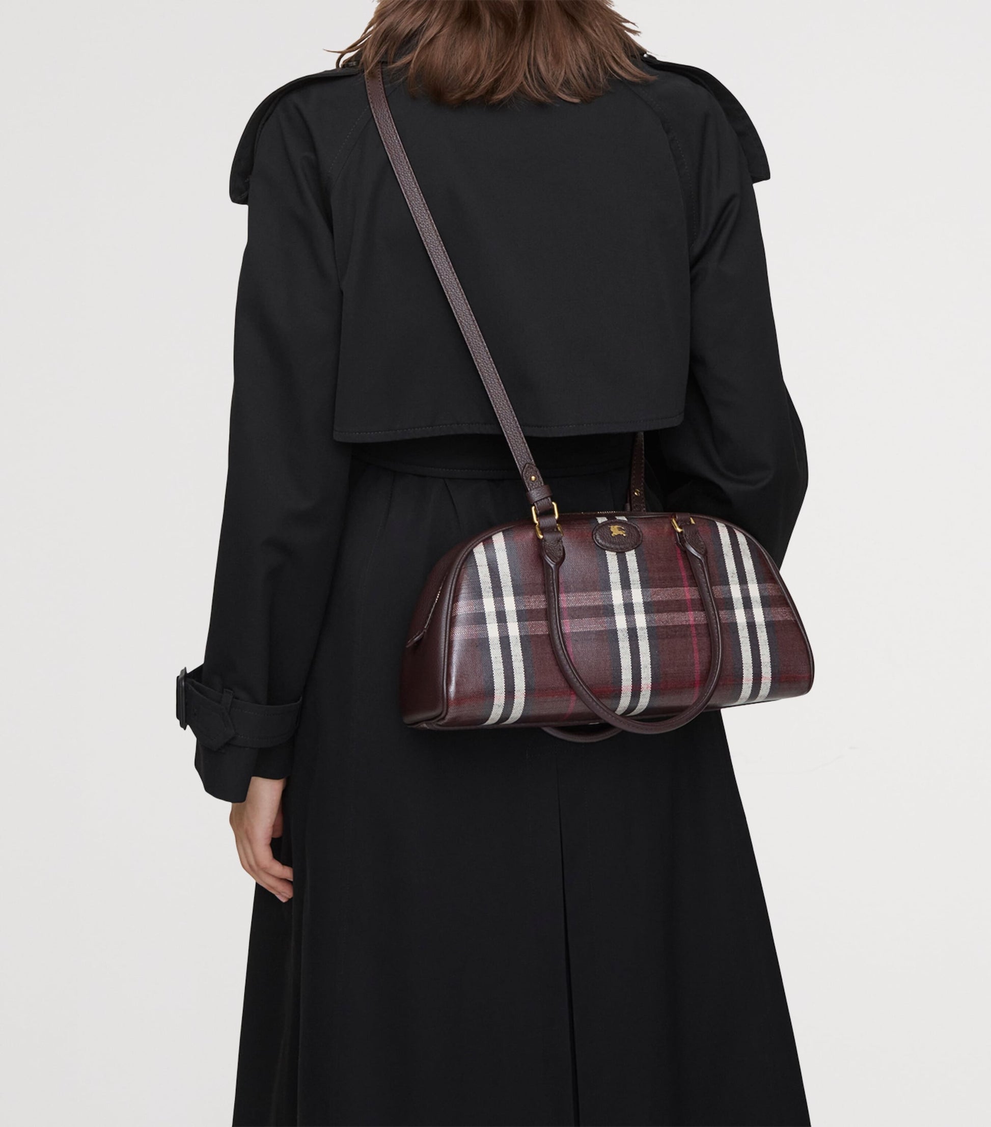 Burberry Brown Medium Check Highlands Top-Handle Bag