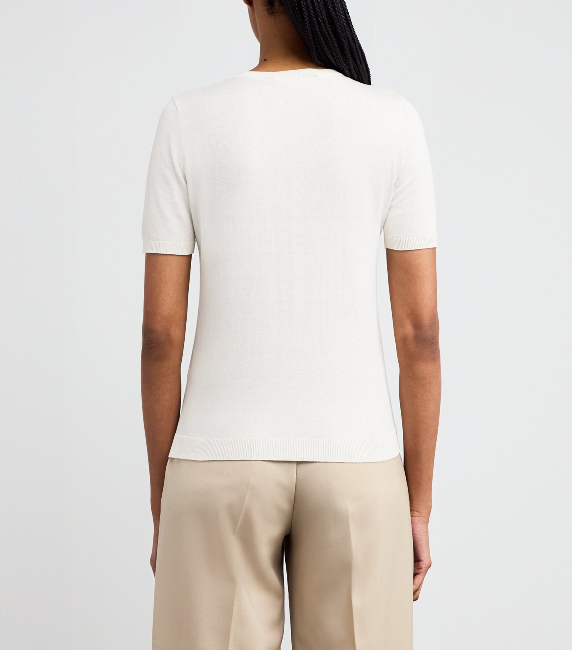 Weekend Max Mara White Silk-Cotton Ribbed-Trim T-Shirt