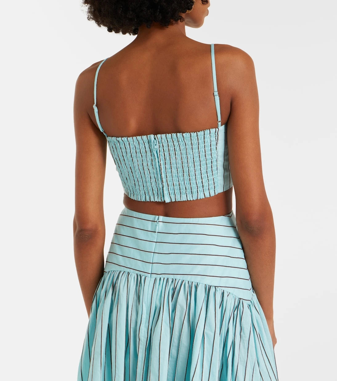 Staud - Federico striped cotton-blend crop top