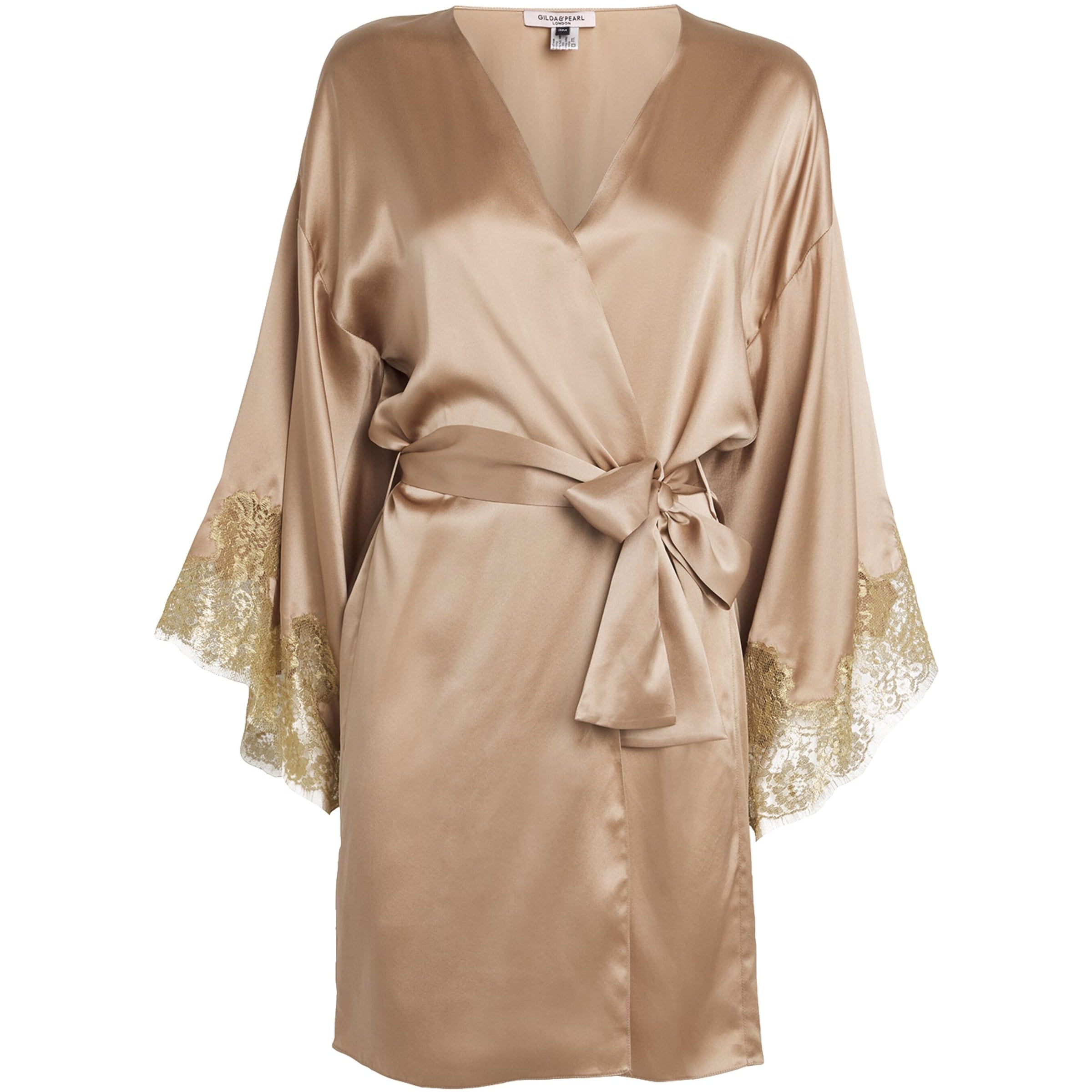 Silk Lace-Trim Gina Short Robe