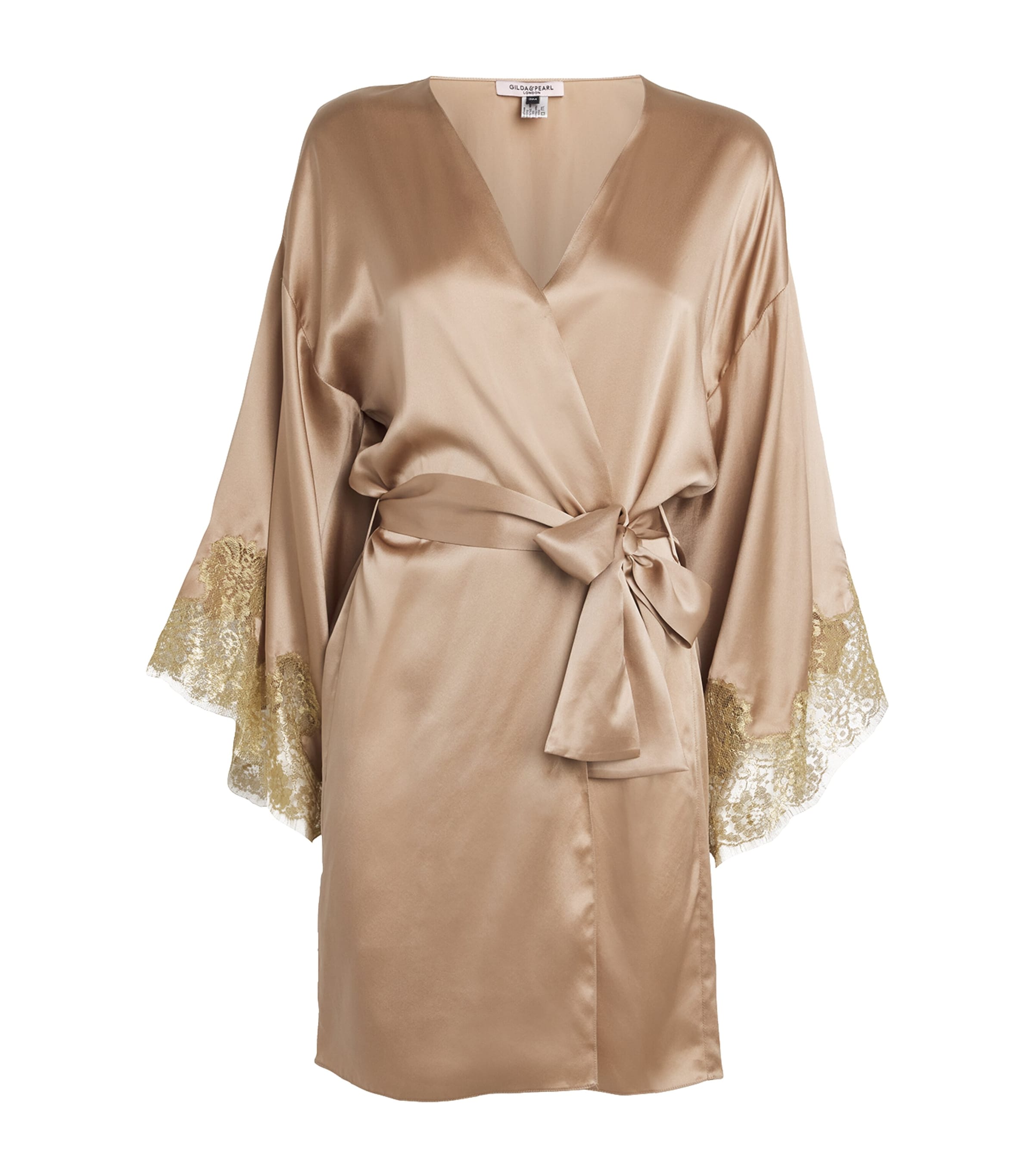 Silk Lace-Trim Gina Short Robe
