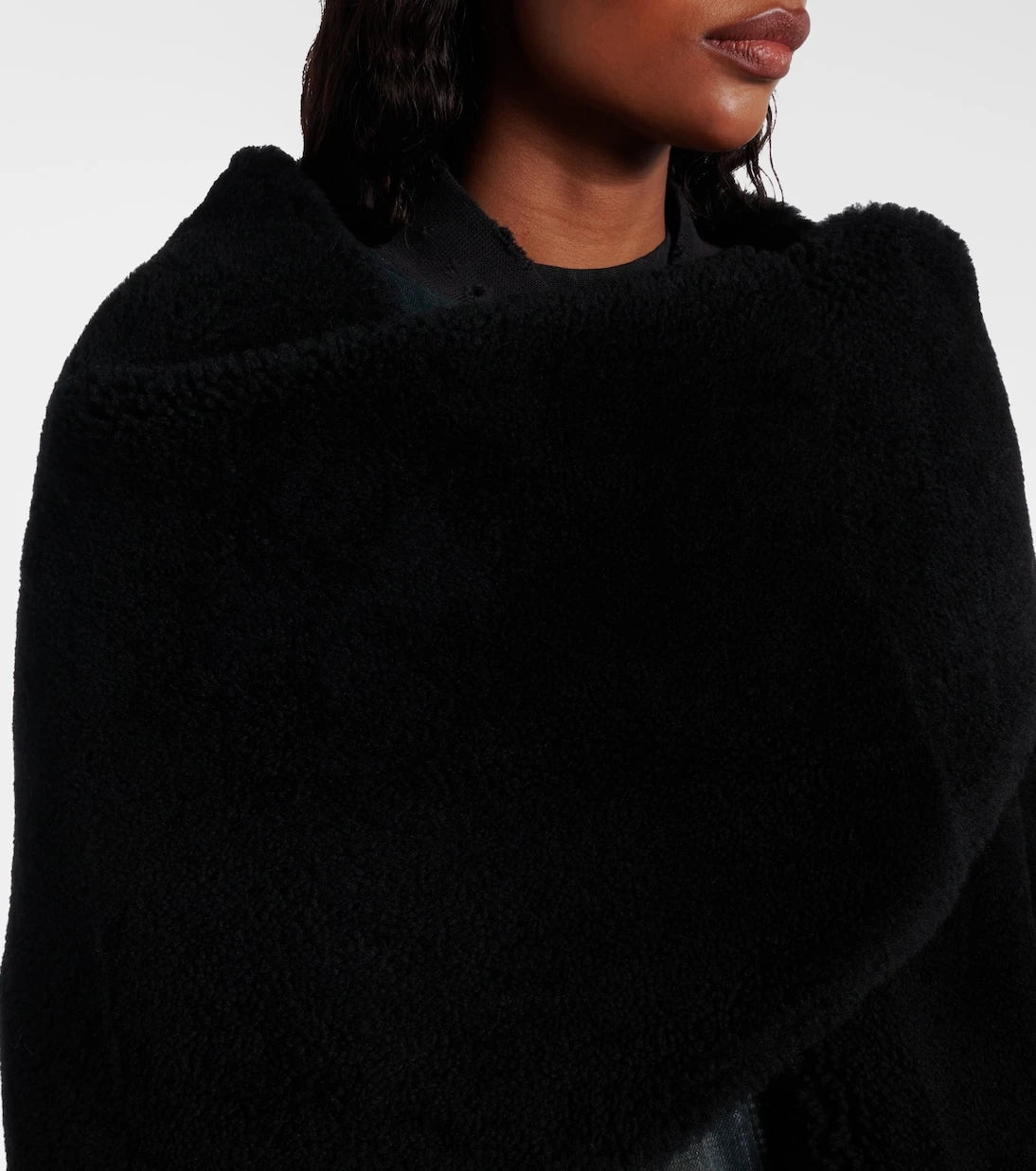 Balenciaga - Shearling-trimmed leather scarf