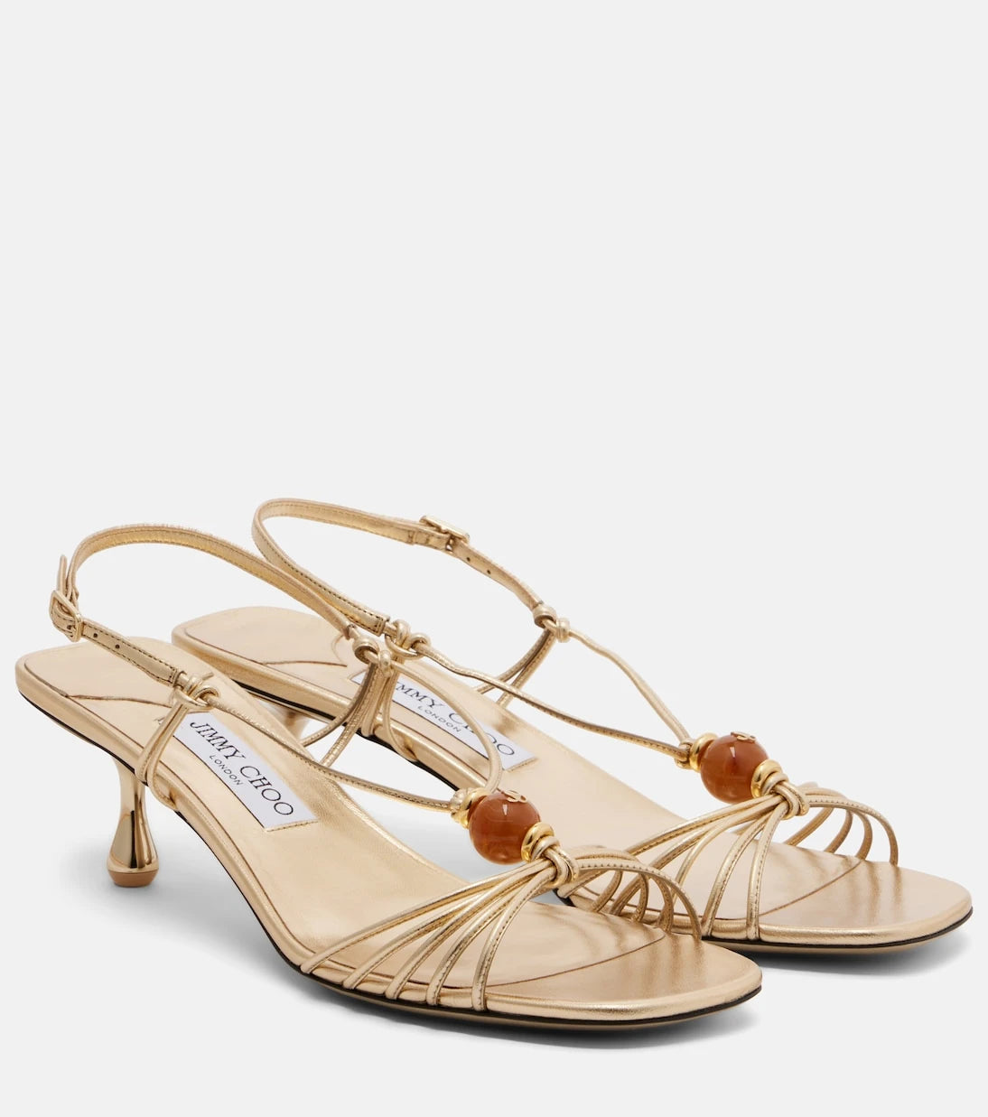 Jimmy Choo - Lova embellished metallic leather sandals