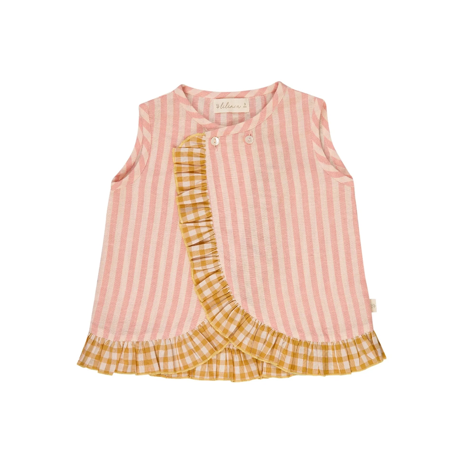 Lilinoa - Iris striped cotton voile wrap top | Blush
