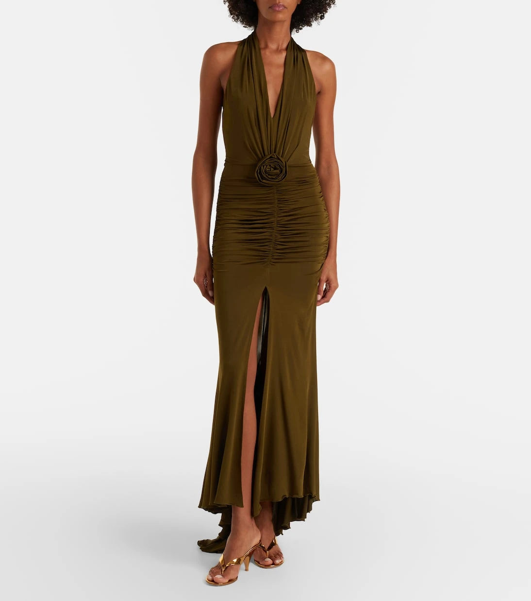 Blumarine - Floral-appliqué ruched maxi dress