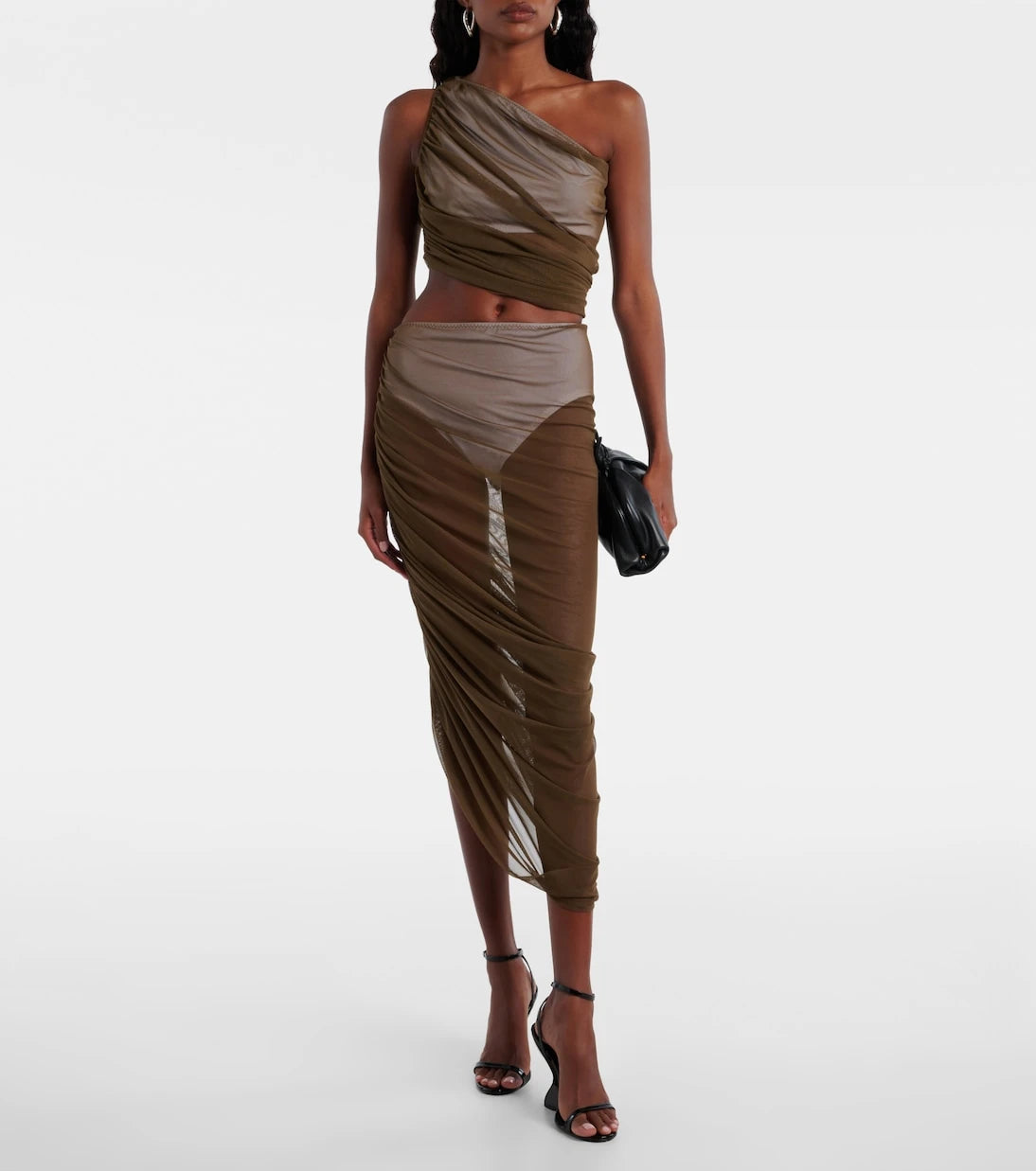 Norma Kamali - Diana ruched asymmetric crop top