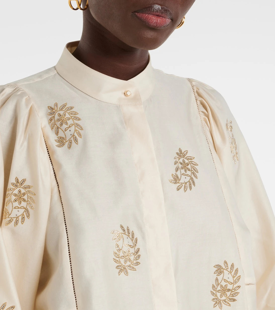 Max Mara - Caladio embellished cotton satin blouse