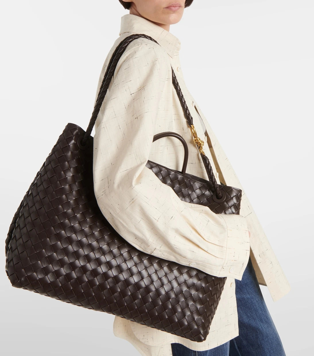 Bottega Veneta - حقيبة أنديامو الكبيرة من الجلد