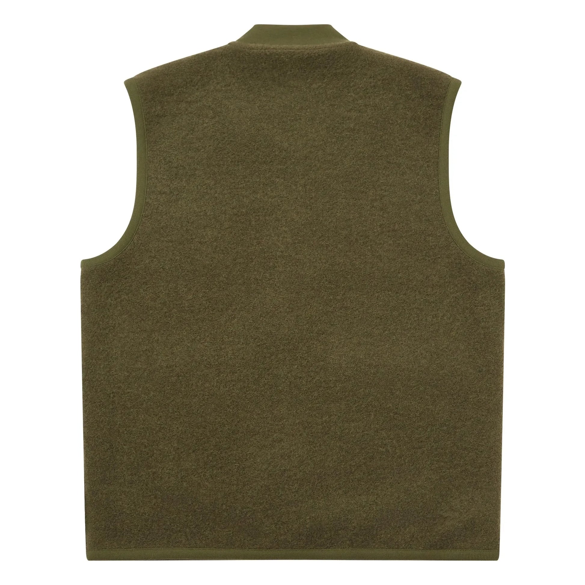 Universal Works - Zipped Sleeveless Wool Vest | Khaki