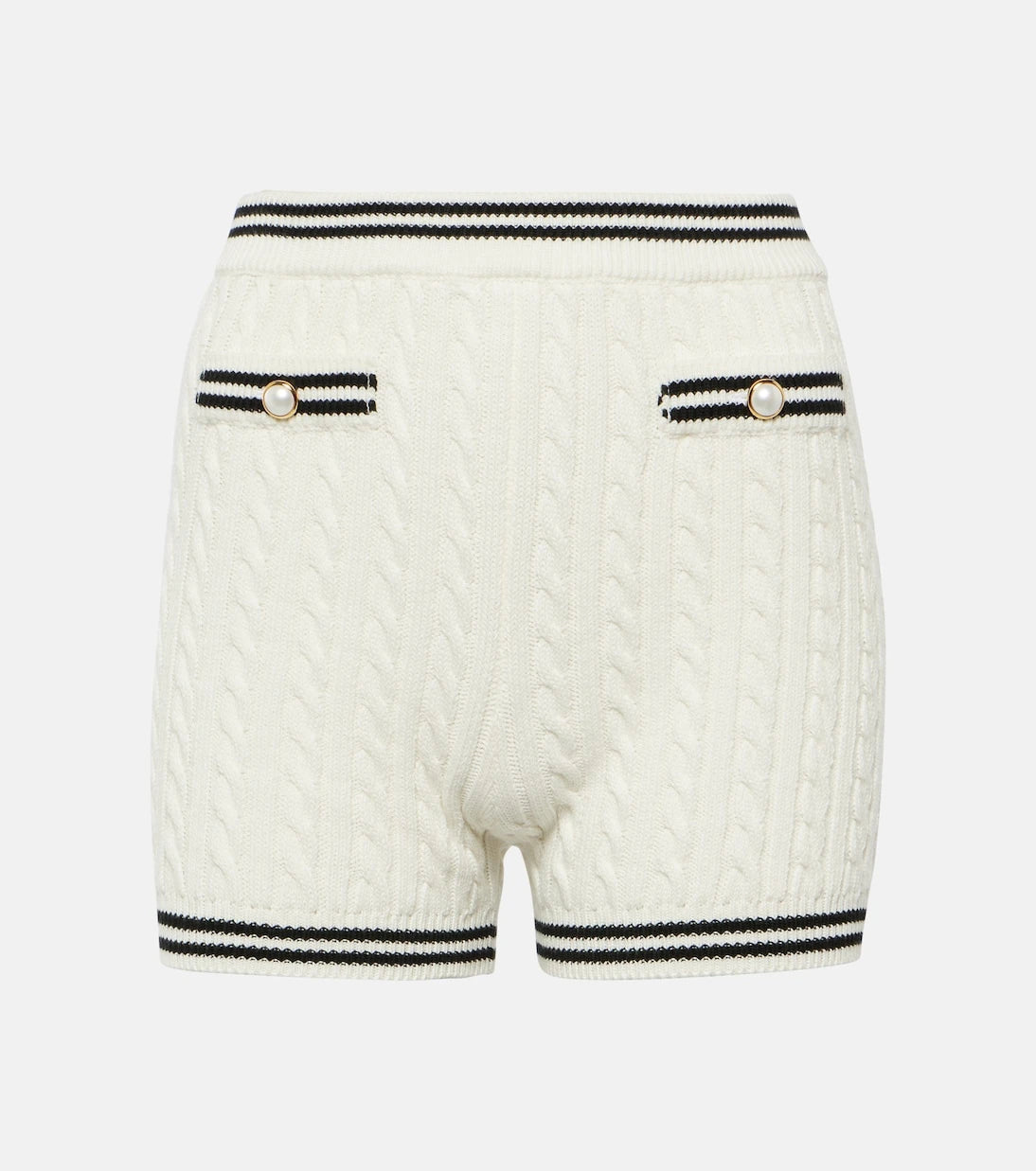 Alessandra Rich - Striped cable-knit cotton shorts