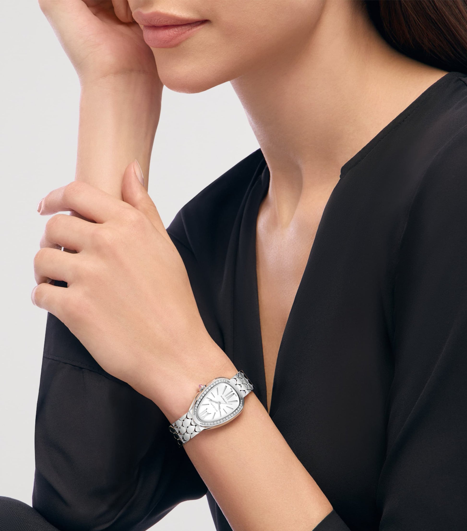 Stainless Steel and Diamond Serpenti Seduttori Watch 34mm