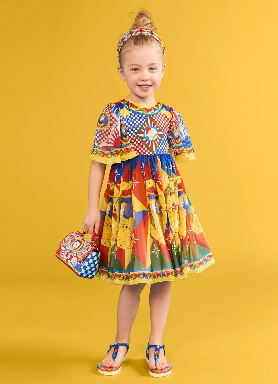 Dolce&Gabbana Kids - Printed silk dress