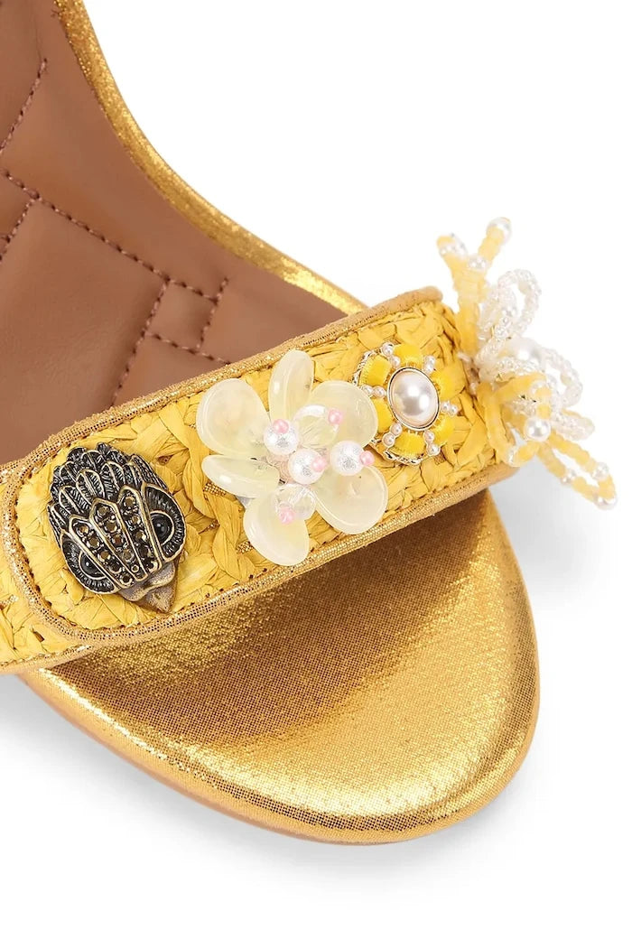 Kurt Geiger London kalın topuklu sandalet ayakkabı Kensington Langley Raffia