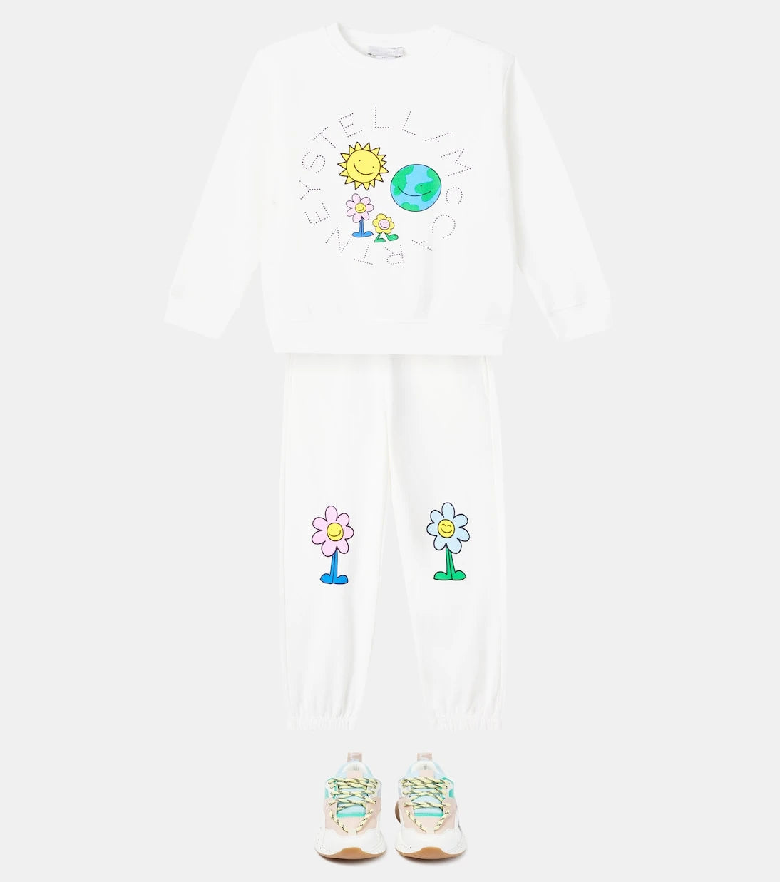 Stella McCartney Kids - بنطال رياضي قطني بطبعة جيرسي