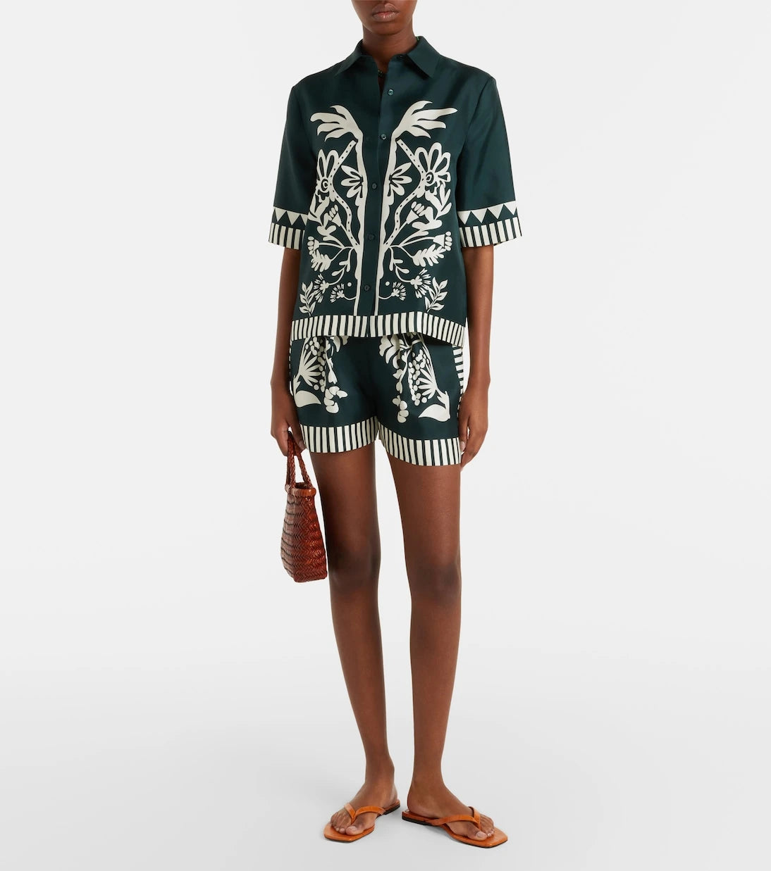 Eres - Émeraude printed silk twill shirt