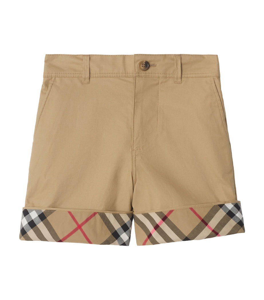 Burberry Kids Cotton Check-Cuff Shorts (3-12 Years)
