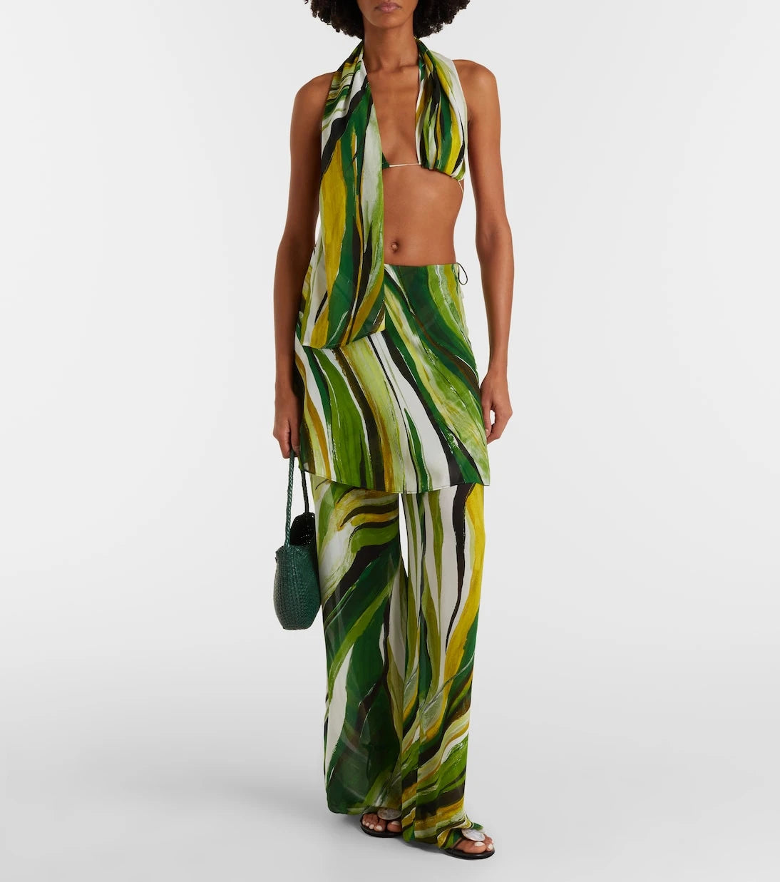 Christopher Esber - Printed silk scarf bra top