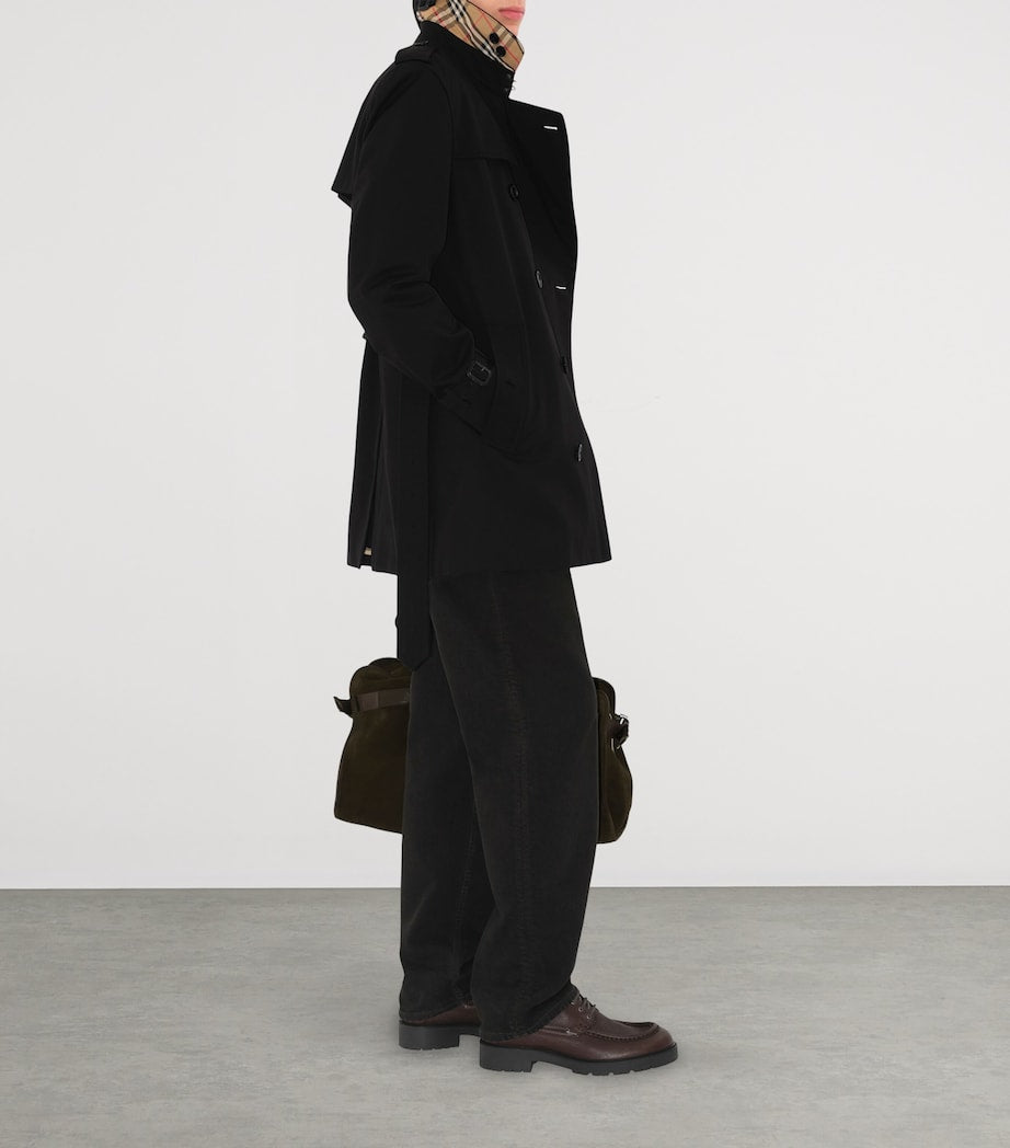 Burberry Black Cotton Kensington Short Trench Coat