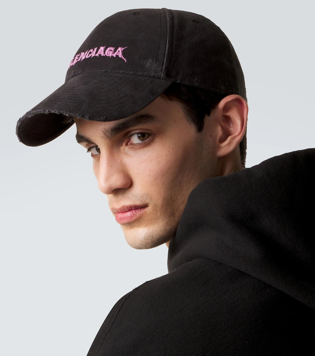 Balenciaga - Logolu eskitme pamuklu beyzbol şapkası