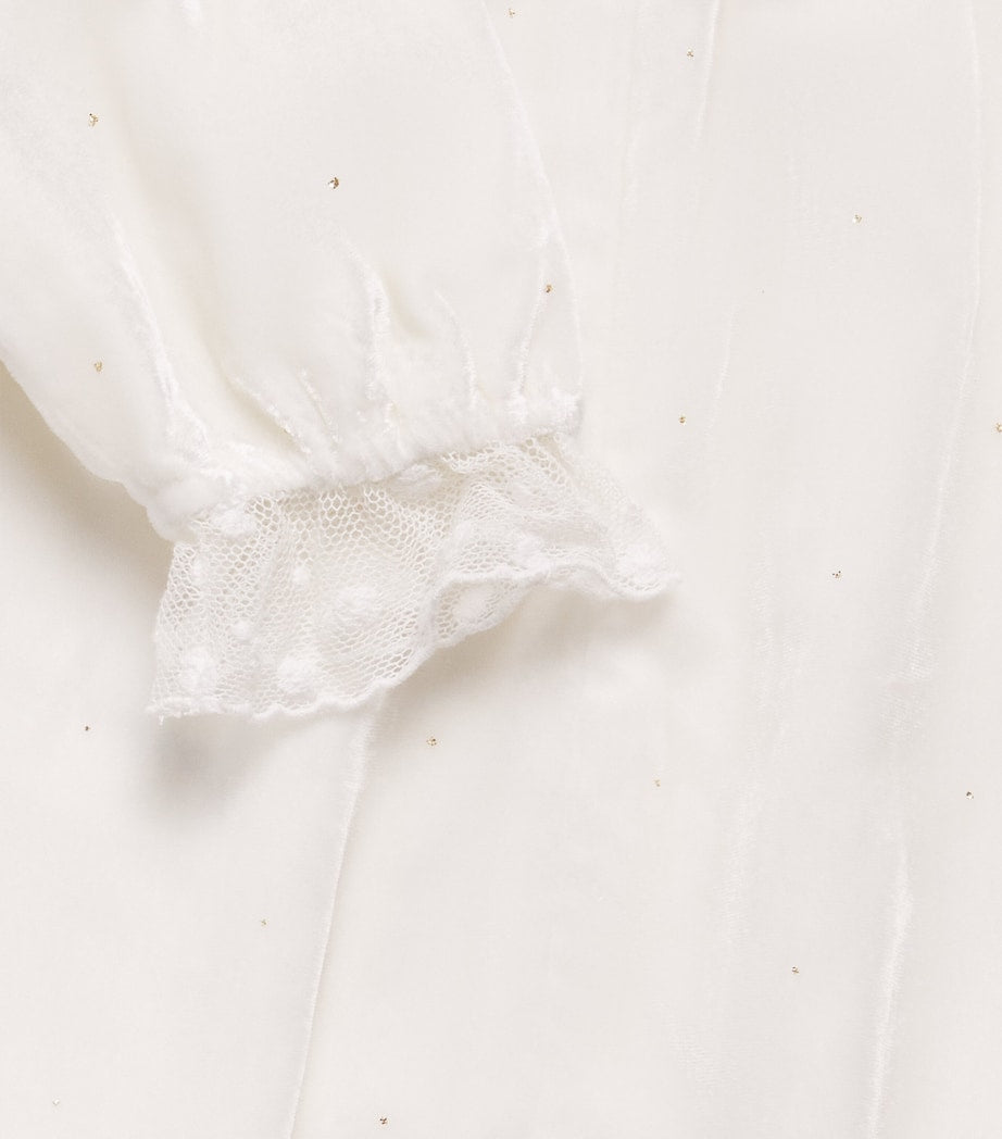 Tartine et Chocolat Ivory Velvet Glitter-Detail Dress (3 Months-4 Years)