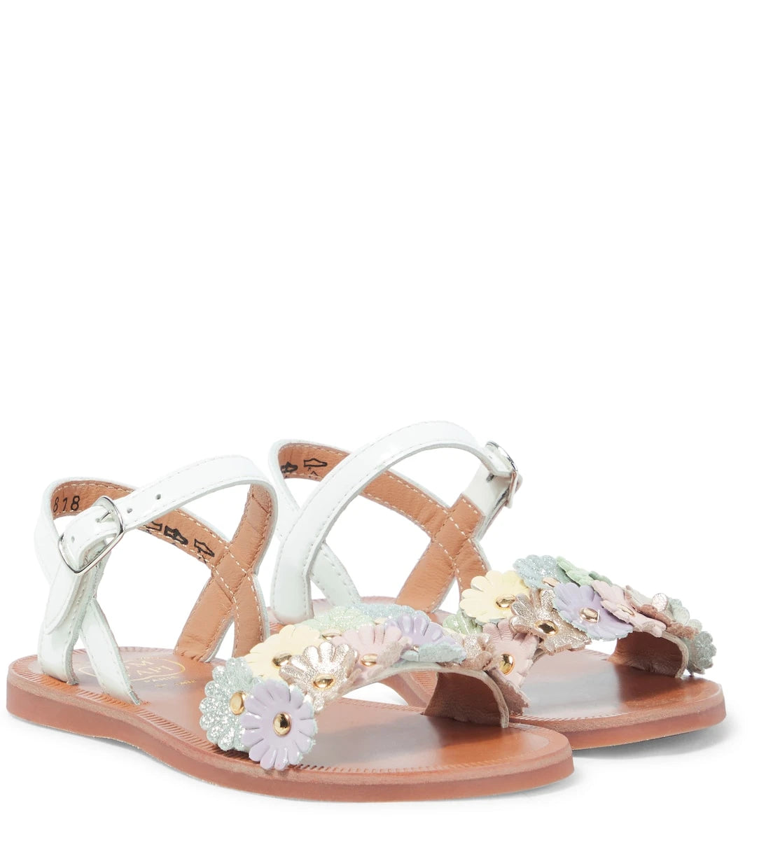 Pom d'Api - Plagate floral-appliqué leather sandals