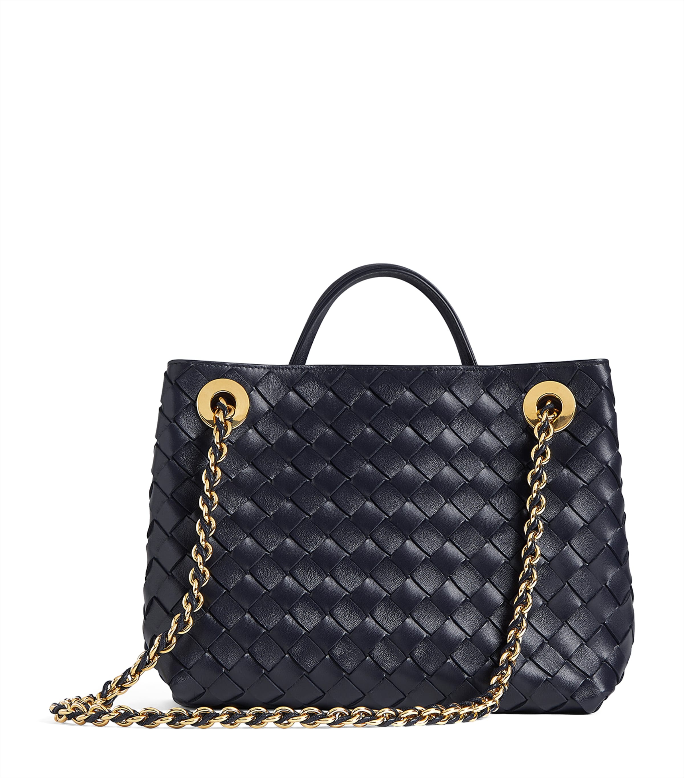 Bottega Veneta Blue Small Leather Andiamo Chain Shoulder Bag