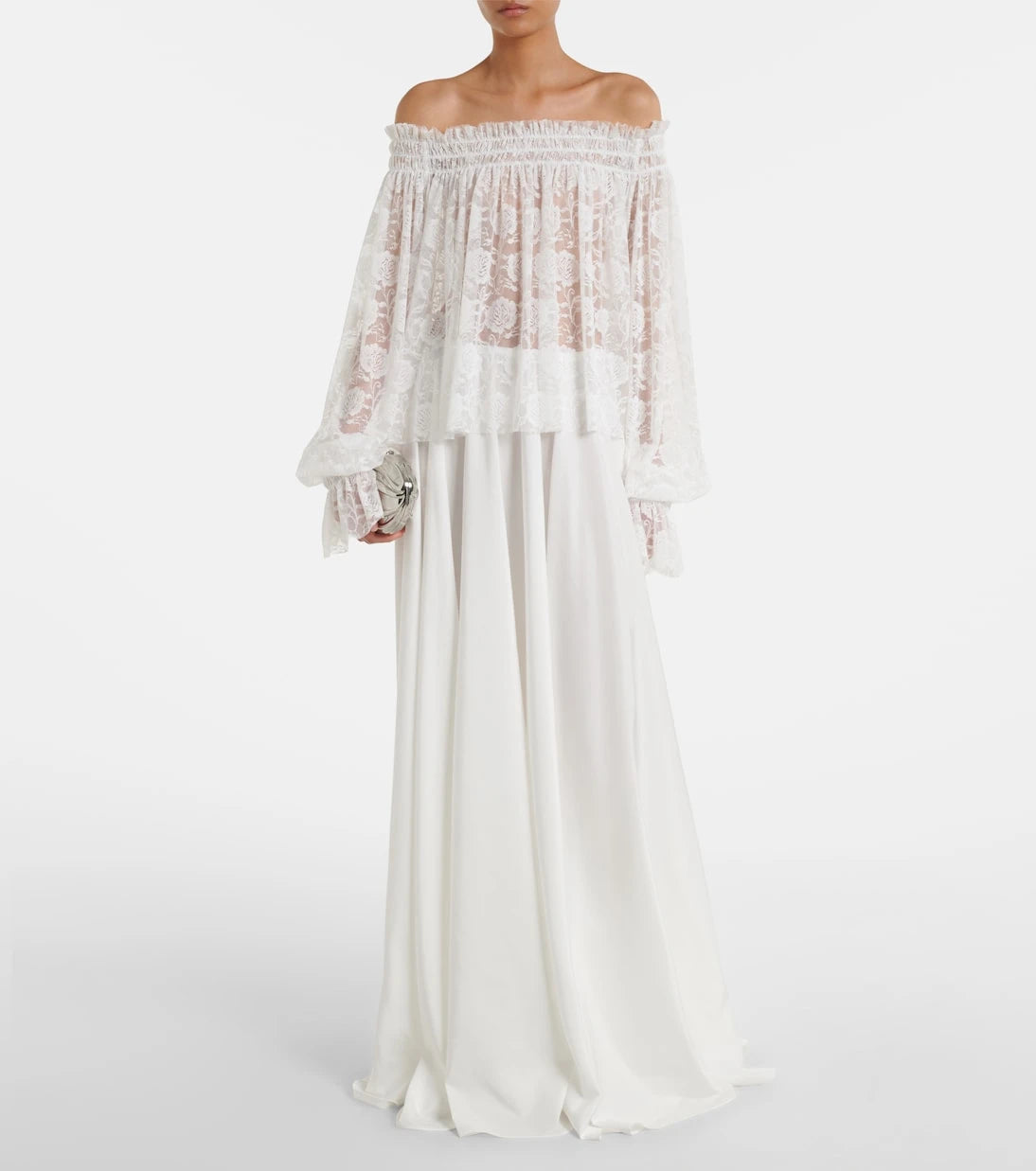 Norma Kamali - Off-shoulder smocked lace top