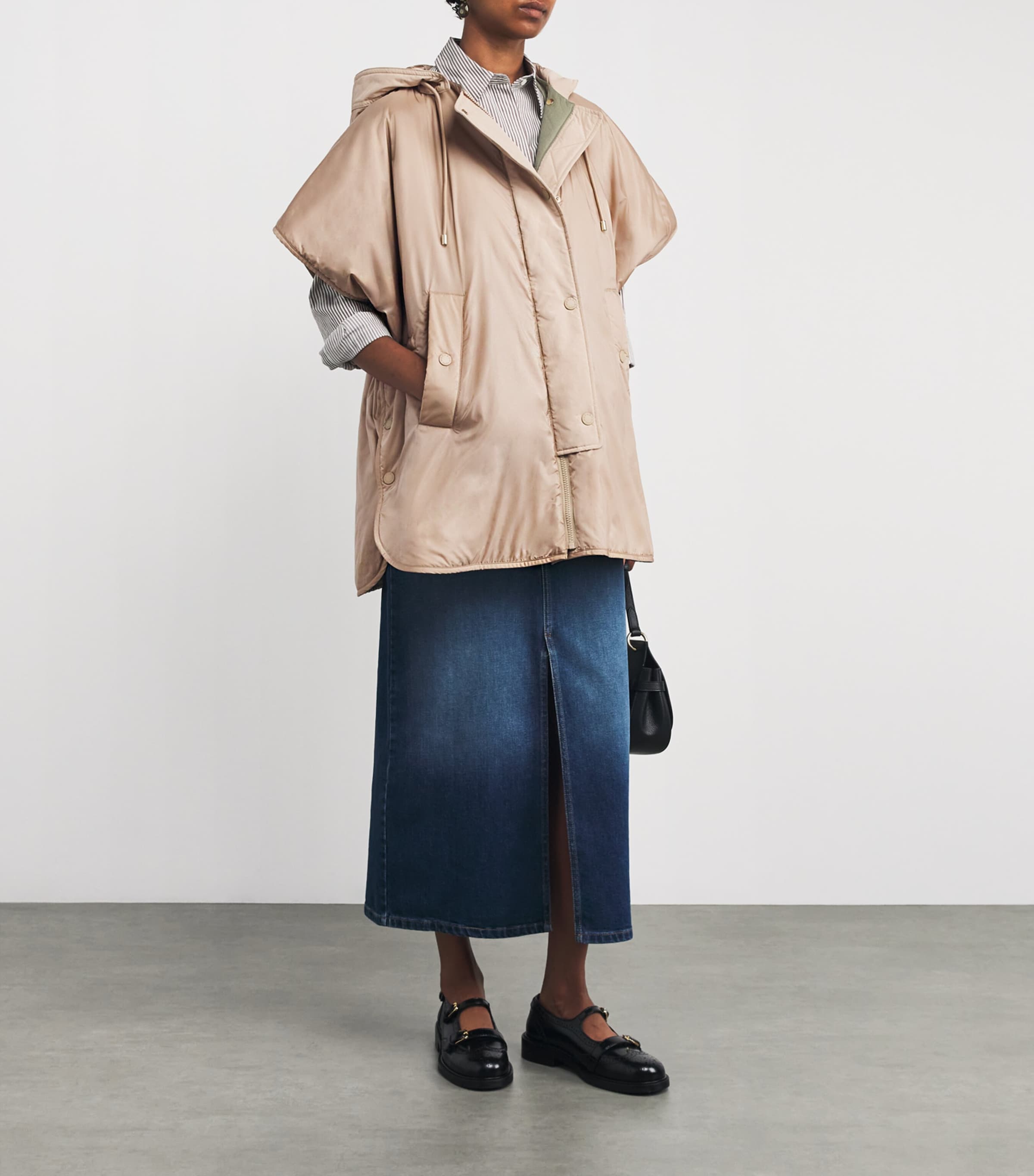 Weekend Max Mara Beige Reversible Padded Cape Jacket