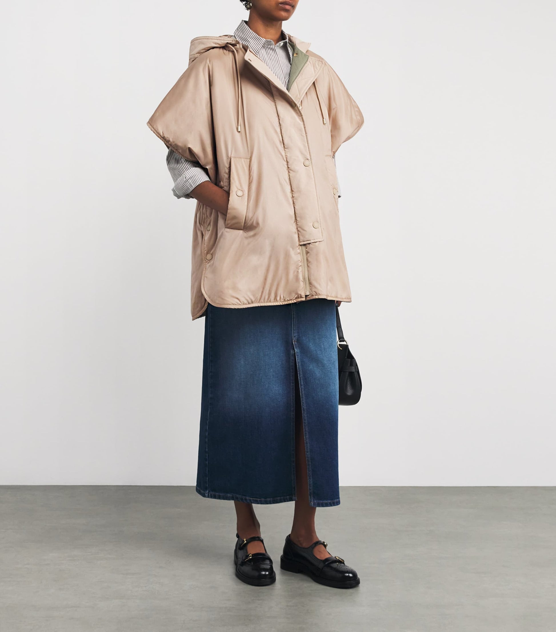 Weekend Max Mara Beige Reversible Padded Cape Jacket