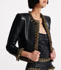Balmain Black Leather Chain-Detail Jacket