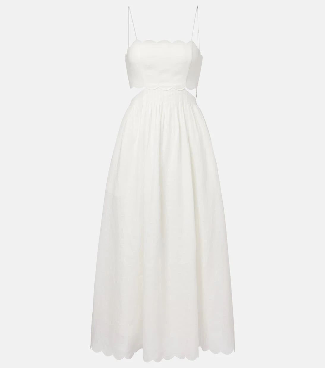 Zimmermann - Rhiannon scalloped linen midi dress
