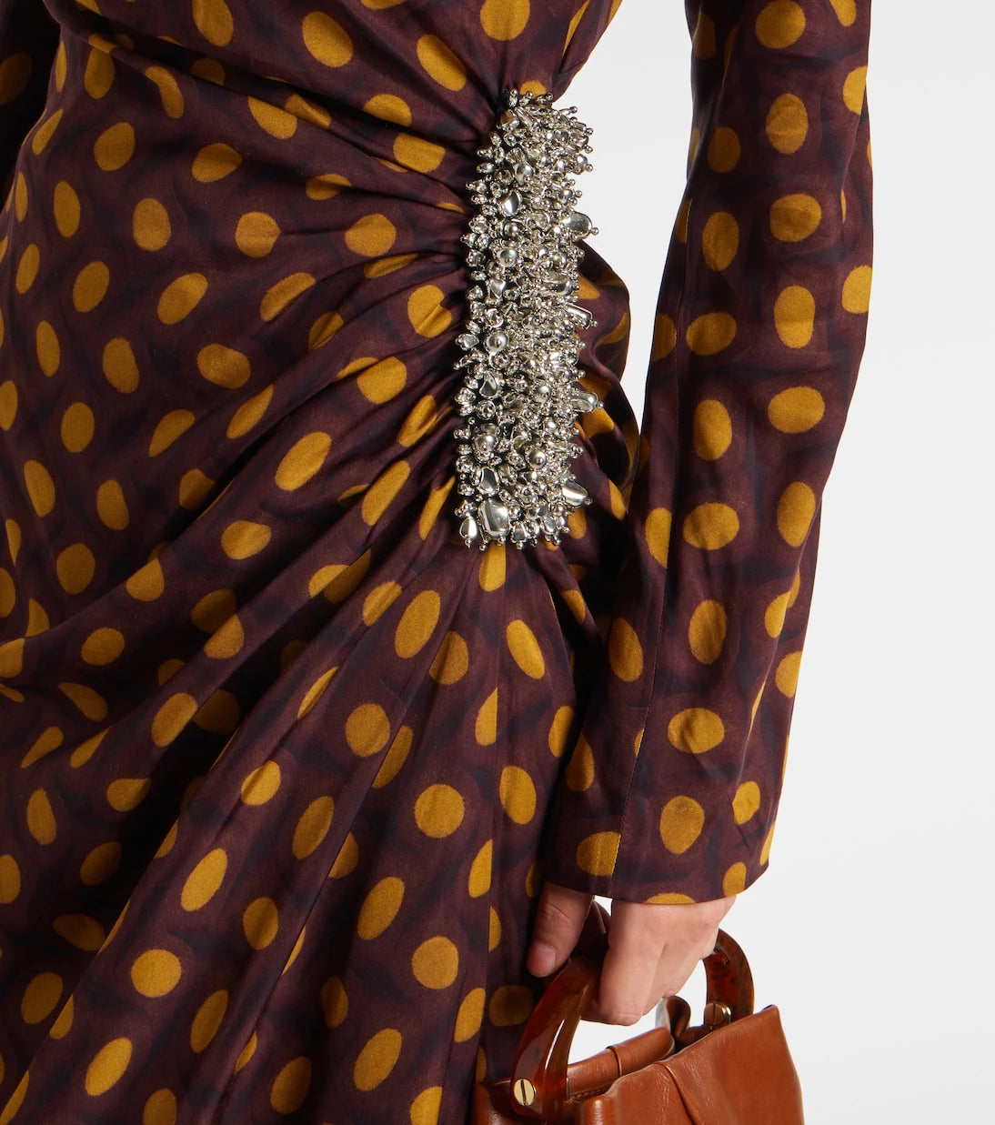 Dries Van Noten - فستان "ديدي" متوسط الطول منقط ومرصّع