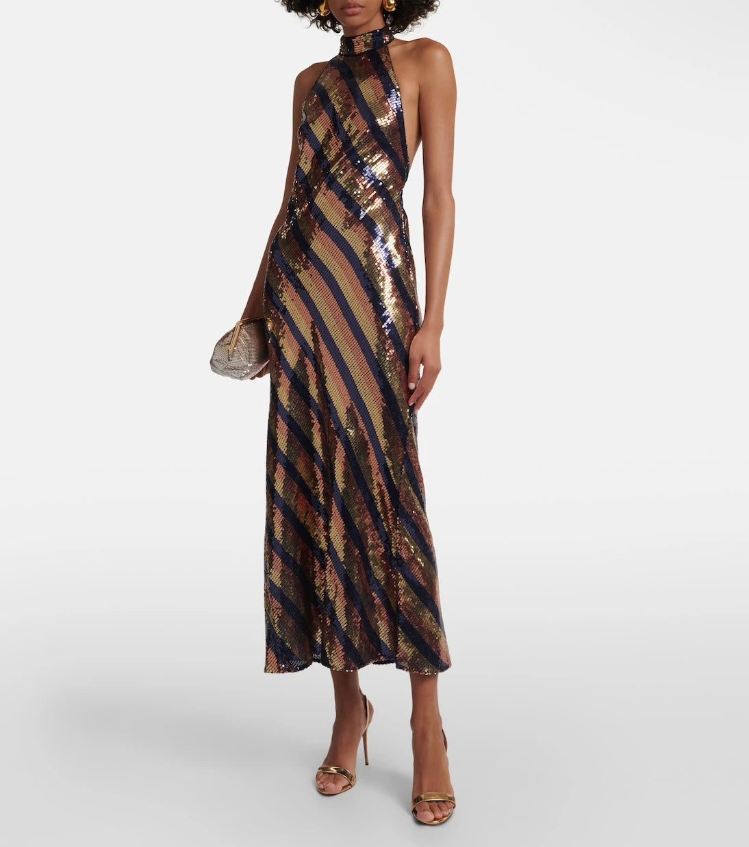 Rixo - Sequined halterneck open-back gown
