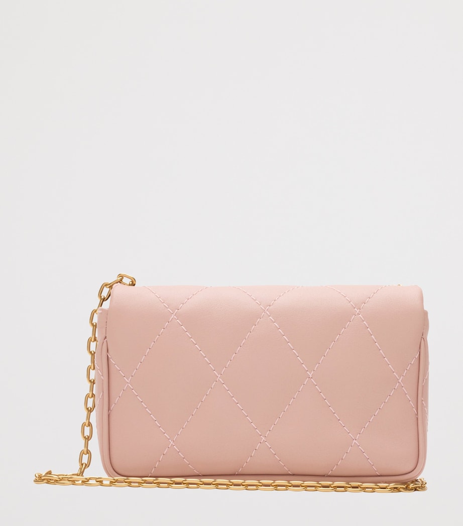 Burberry Pink Leather Quilted EKD Clutch Bag