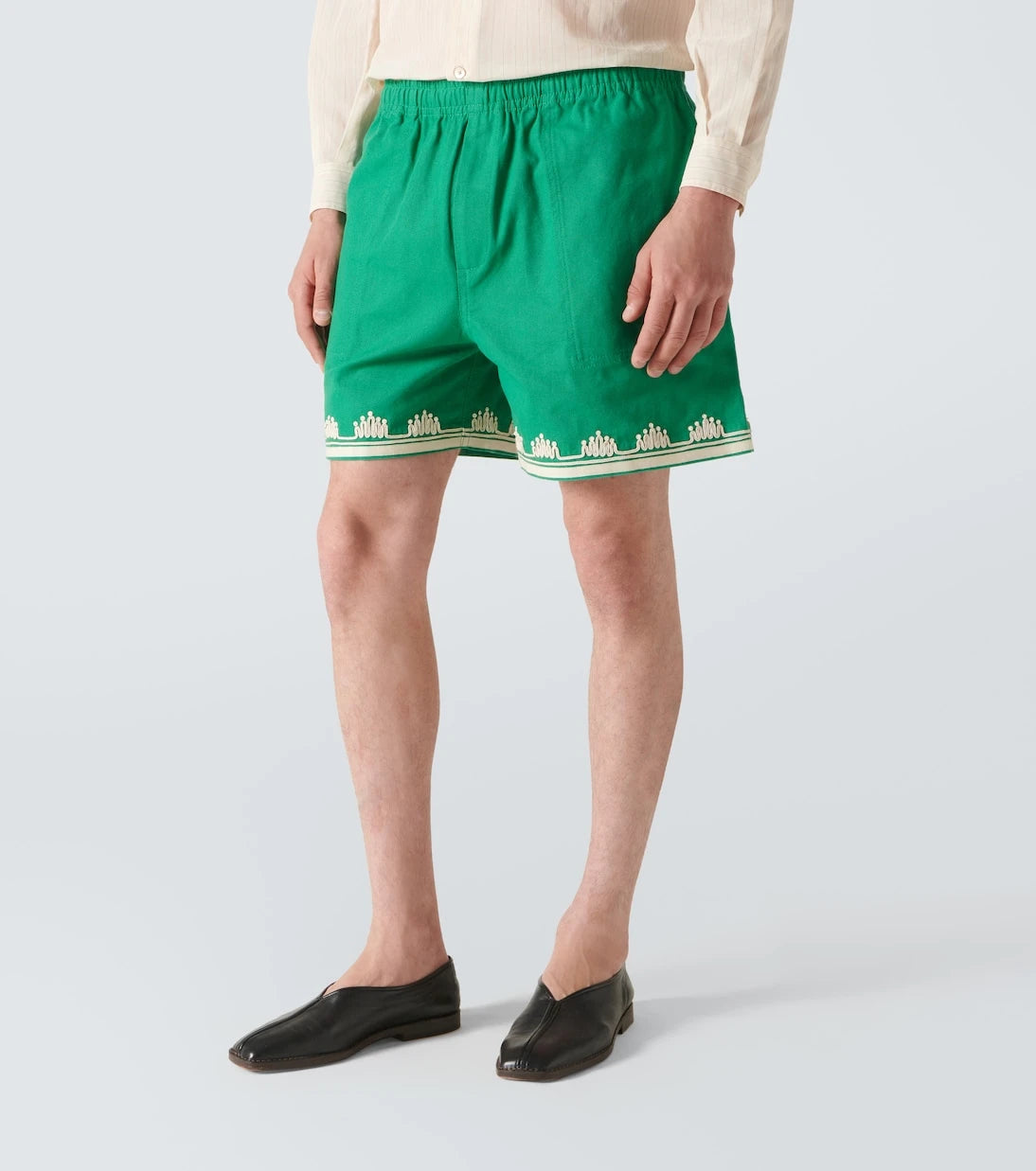 Bode - Ripple embroidered cotton shorts