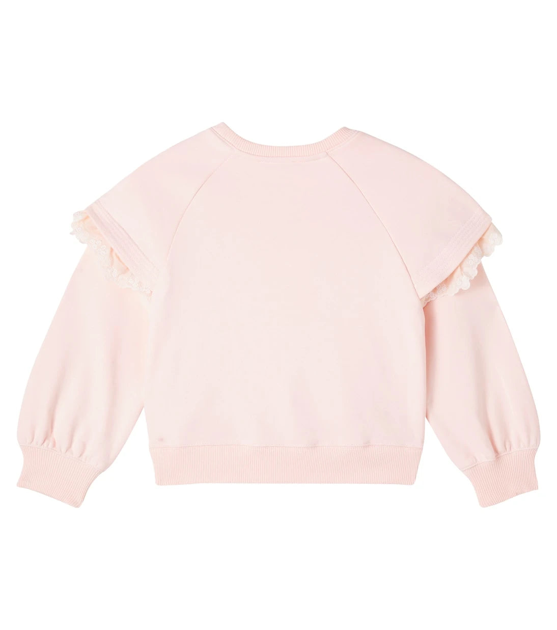 Chloé Kids - سويت شيرت من القطن والصوف بتشذيب دانتيل