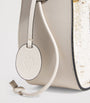 White Leather-Tweed Drawstring Bucket Bag