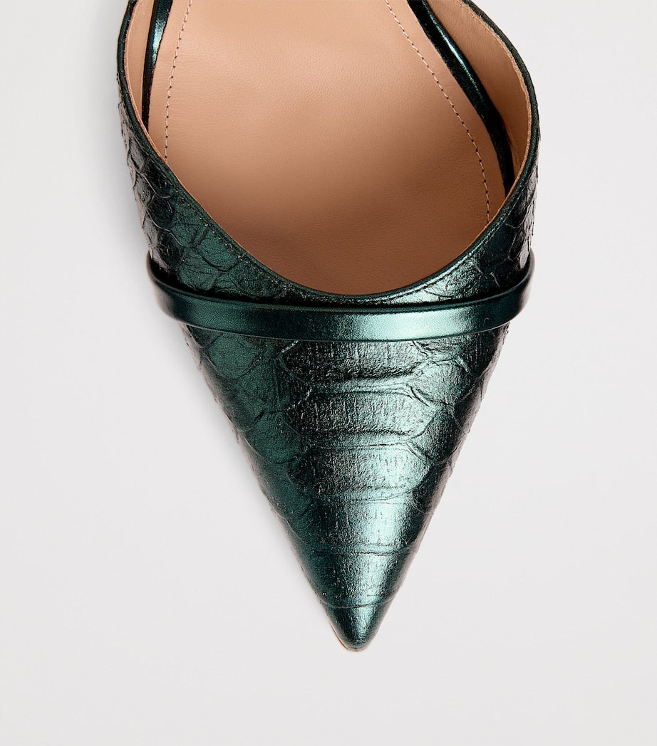 Malone Souliers Green Leather Crocodile-Effect Uma Pumps 90