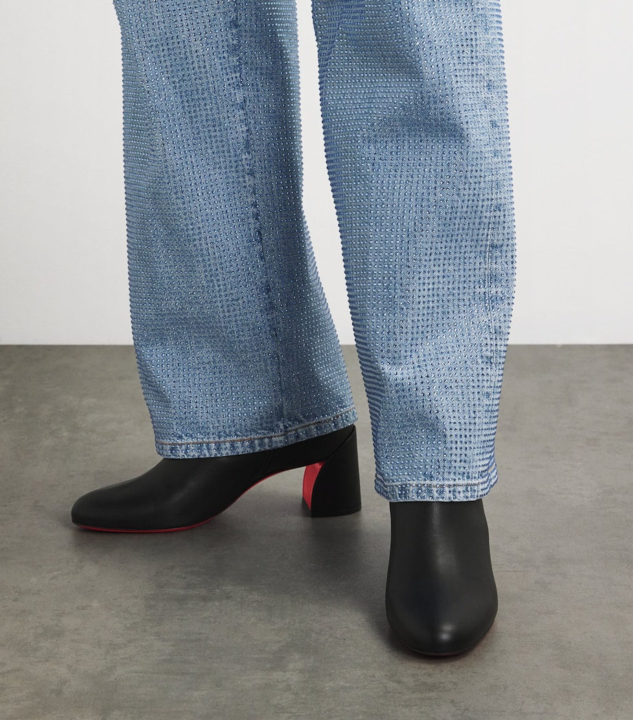 Christian Louboutin Black Turela Leather Ankle Boots 55