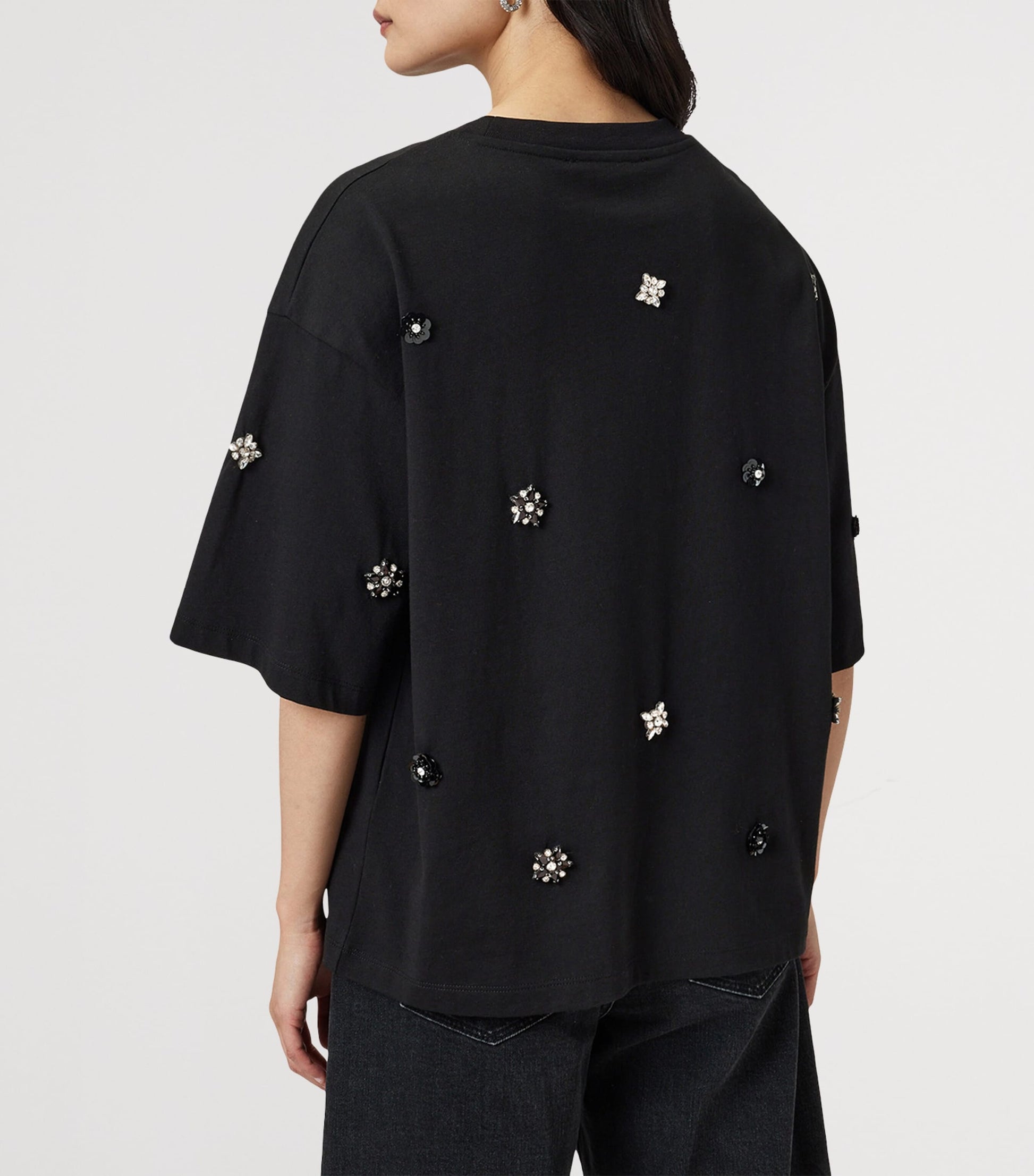 Black Organic Cotton Amelie Embellished T-Shirt