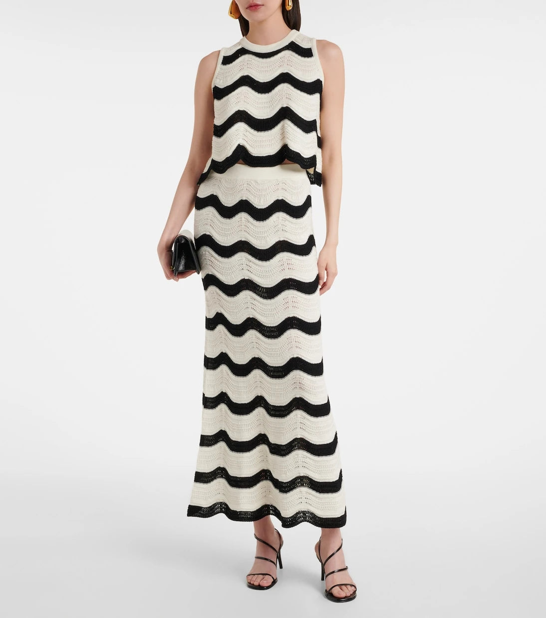 La DoubleJ - Chevron cotton crochet midi skirt