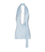 Blue Silk Backless Top