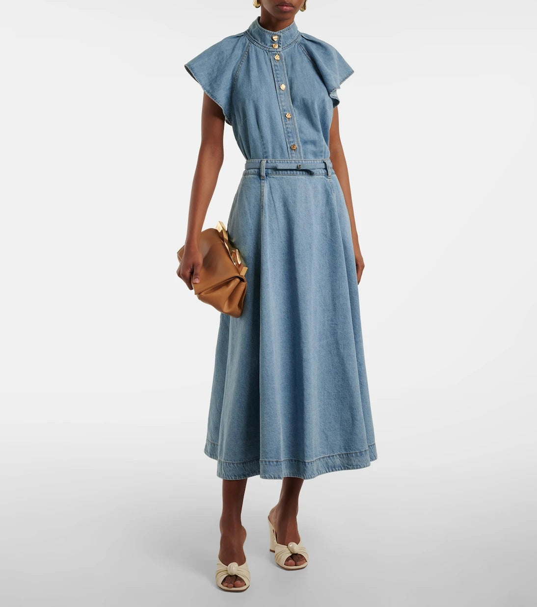 Zimmermann - Crush Flutter Sleeve denim shirt