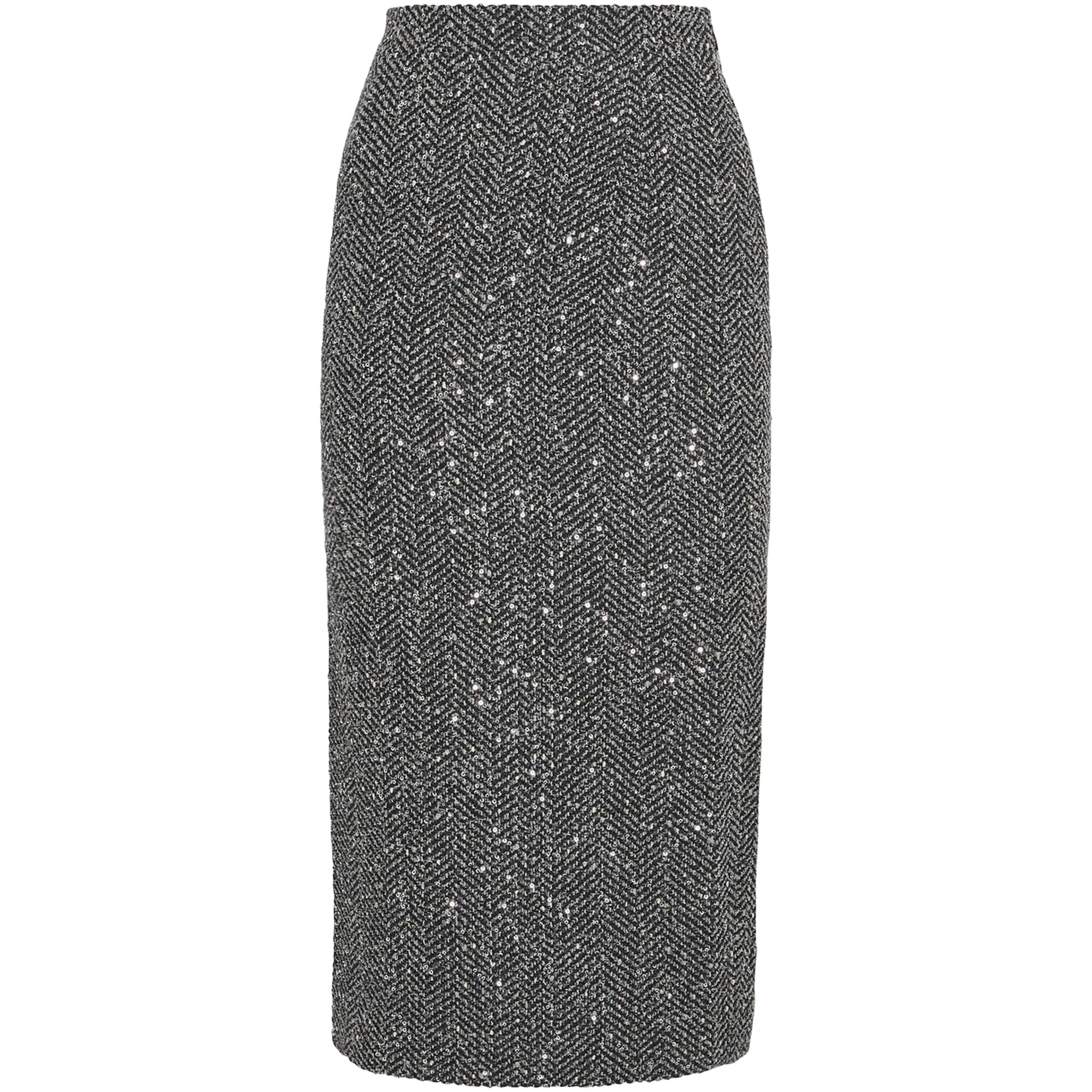 Tweed Embellished Midi Pencil Skirt