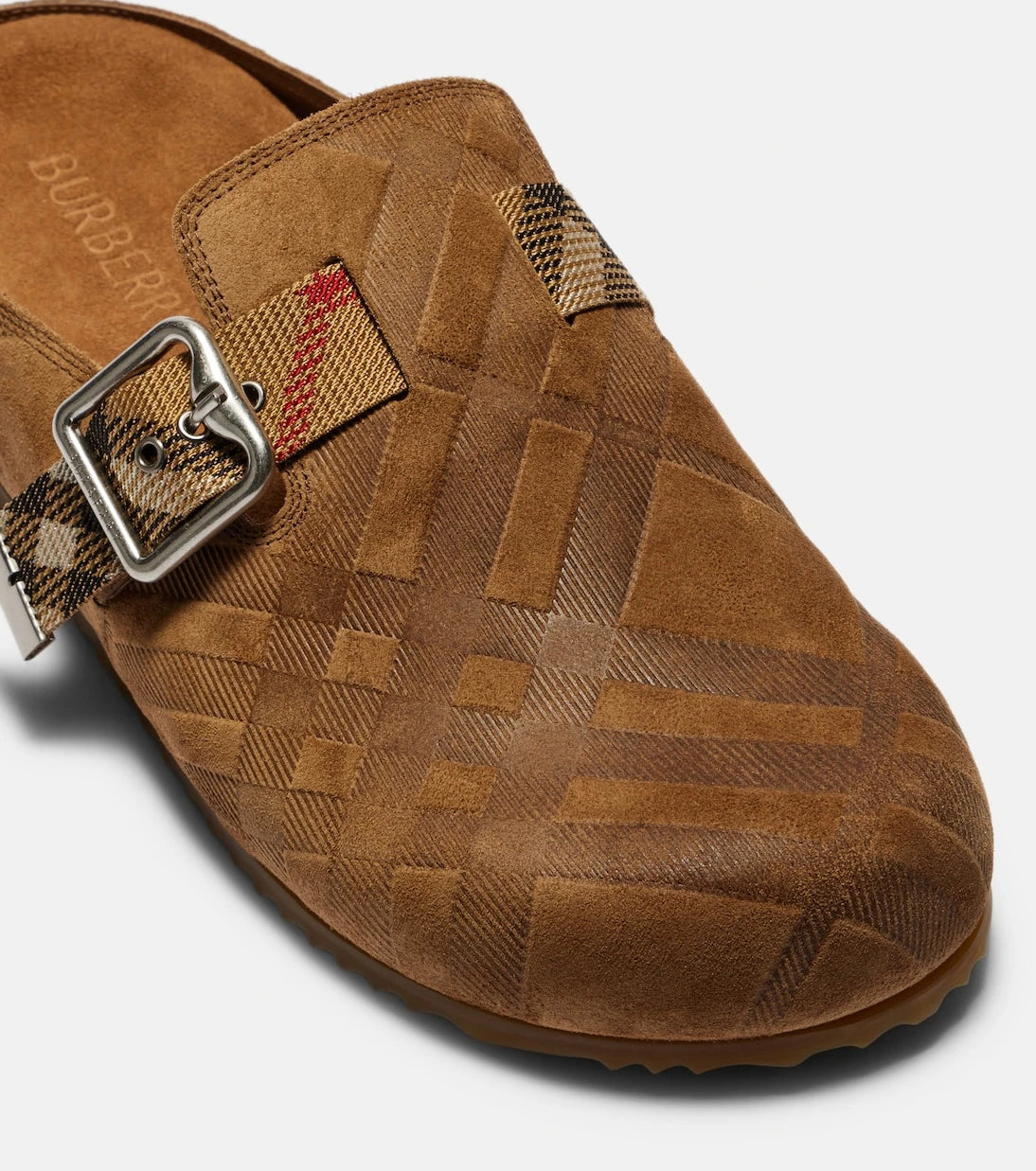 Burberry - Checked suede clogs